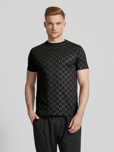 Karl Lagerfeld T-shirt met all-over labelprint Zwart - 4