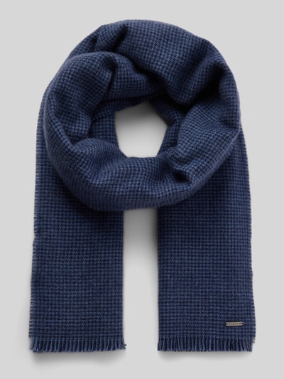 bugatti Sjaal van scheerwol met franjes Marineblauw - 1