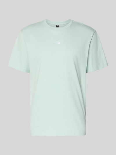 Produktfoto, T-Shirt mit Logo-Stitching von The North Face in mintgrün, Reine Baumwolle, Gerader-Schnitt, Gerippter Rundhalsausschnitt