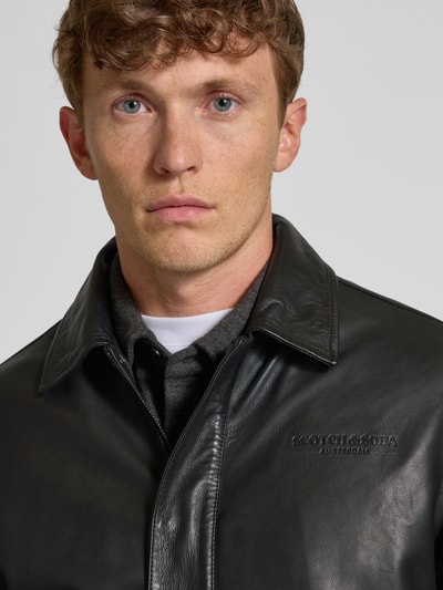 Scotch & Soda Regular Fit Lederjacke aus echtem Schafsleder mit Umlegekragen Black 3