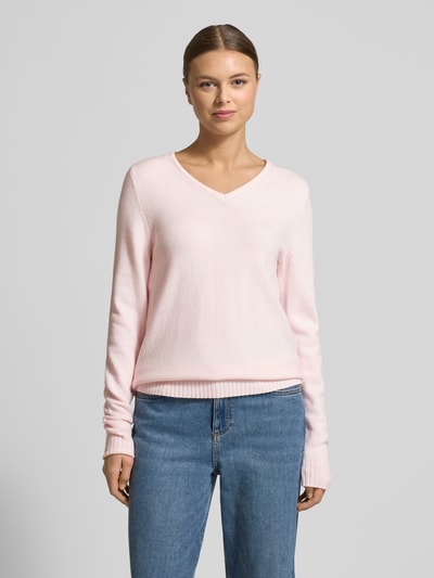 VILA Regular fit shirt met lange mouwen van viscose in tricotlook model 'Viril' Lichtroze - 4