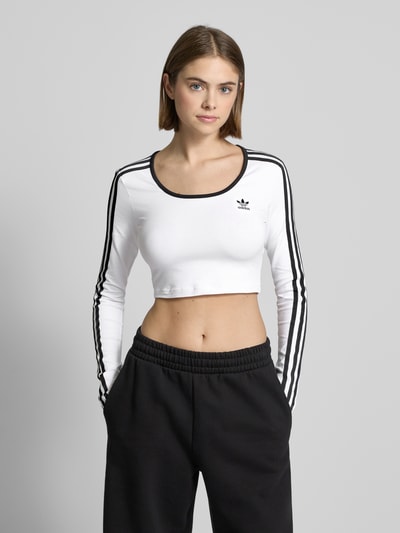 adidas Originals Cropped Longsleeve mit Label-Stitching Weiss 4