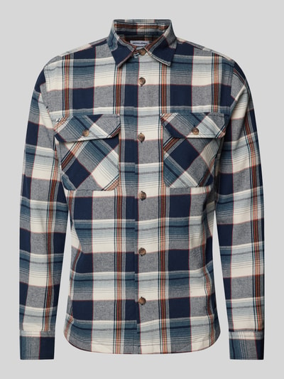 Jack & Jones Slim fit vrijetijdsoverhemd met borstzakken met klep, model 'DARREN' Marineblauw - 3