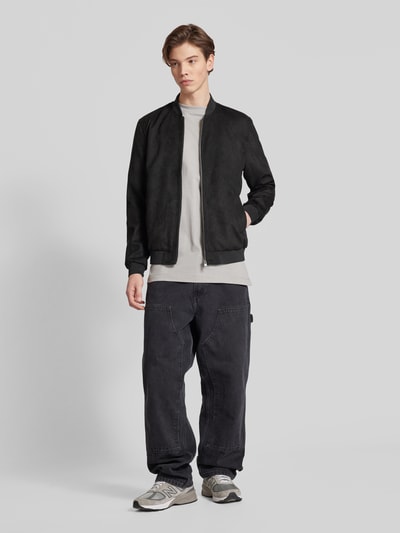 Only & Sons Bomberjack in leerlook, model 'LUCAS' Zwart - 1