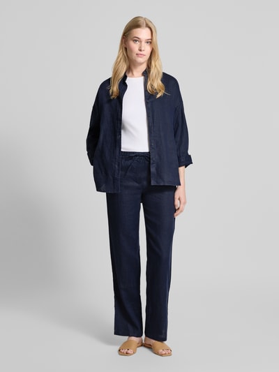 Christian Berg Woman Straight Leg Leinenhose mit Tunnelzug Dunkelblau 1