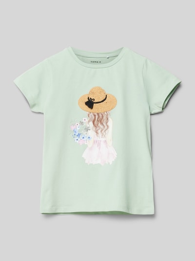 Name It T-shirt z wyhaftowanym motywem model ‘HATTIE’ Miętowy 1