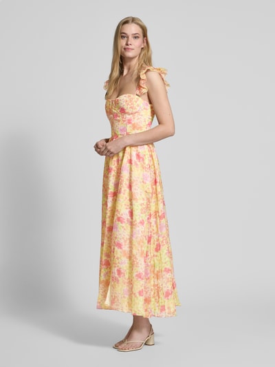 ADLYSH Cocktailkleid mit Volantärmel Hellgelb 1