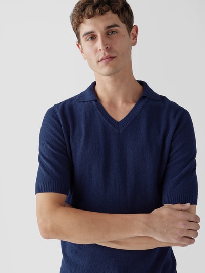 Lardini Poloshirt mit V-Ausschnitt Dunkelblau 3