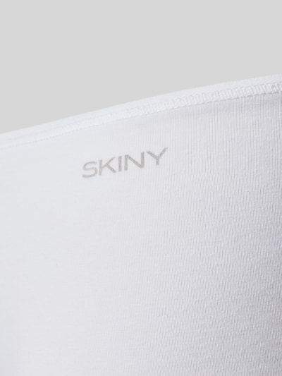 Produktfoto, witte slip met logo en elastische band, mix van katoen en elastaan, nauwsluitend, Slip met Logo en elastischem Bund van SKINY
