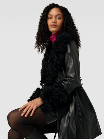 GUESS Lange jas met imitatiebont, model 'AURORA' Zwart - 3
