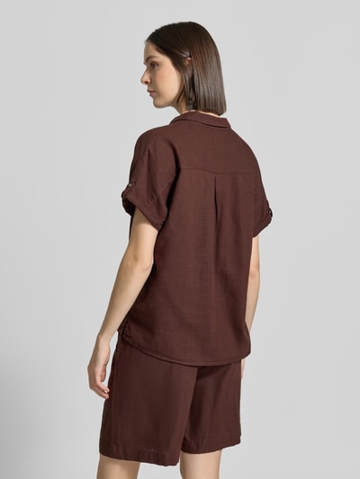 FREE/QUENT Relaxed Fit Bluse aus Leinen-Viskose-Mix Modell 'Lava' Dunkelbraun 5