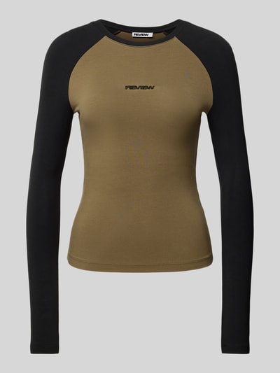 Review Longsleeve mit Label-Stitching Taupe 2