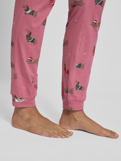 Jake*s Casual Pyjamabroek met elastische band en tunnelkoord Oudroze gemêleerd - 3