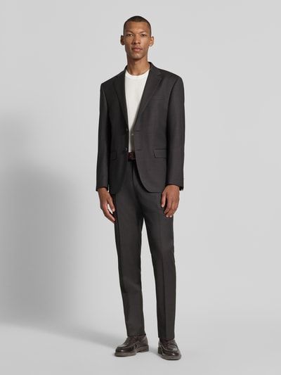 HECHTER PARIS Slim Fit Sakko mit Pattentaschen Modell 'Birdseye' Dunkelbraun 1