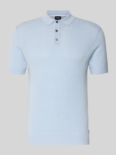 Produktfoto, Slim Fit Poloshirt in Strick-Optik Modell 'Vanceo' von JOOP! Collection, hellblau, reine Baumwolle, kurzärmelig, feine Wabenstruktur