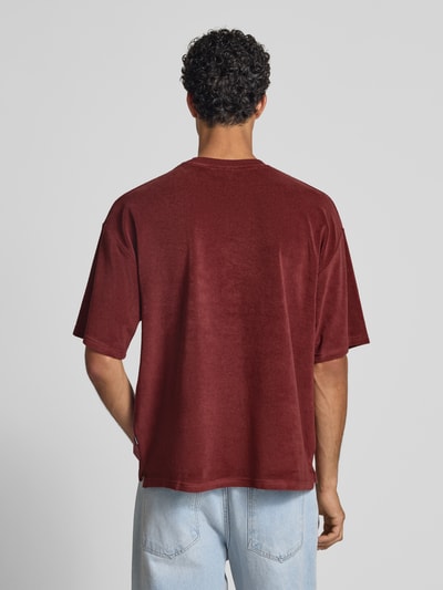 REVIEW T-shirt z prążkowanym okrągłym dekoltem Rdzawoczerwony 5