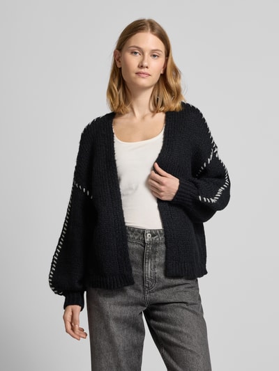 Vero Moda Loose Fit Cardigan mit Kontrastnähten Modell 'FENG' Metallic Black 4