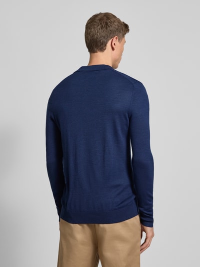 Christian Berg Men Slim fit gebreide pullover van wolmix Donkerblauw gemêleerd - 5