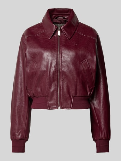 Calvin Klein Jeans Cropped Jacke in Leder-Optik Bordeaux 2