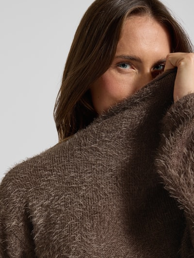 FREE/QUENT Strickpullover mit Rundhalsausschnitt Modell 'Cat' Taupe 3
