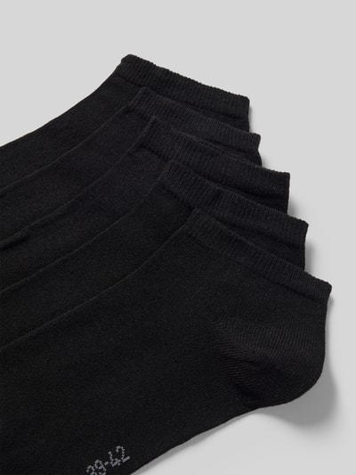 Produktfoto, Sneakersocken im 5er-Pack mit gerippten Bündchen von camano, Schwarz, unifarben, Baumwoll-Mix, feine Textur, flacher Schnitt