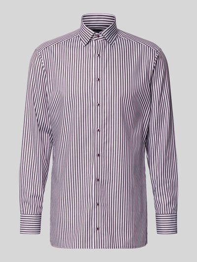 Produktfoto, Regular Fit Businesshemd aus reiner Baumwolle mit Kentkragen von OLYMP, gestreiftes Muster, Knopfleiste, Langarm, glatte Textur