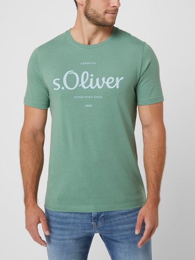 s.Oliver RED LABEL T-shirt met logoprint, regular fit  Rietgroen - 4