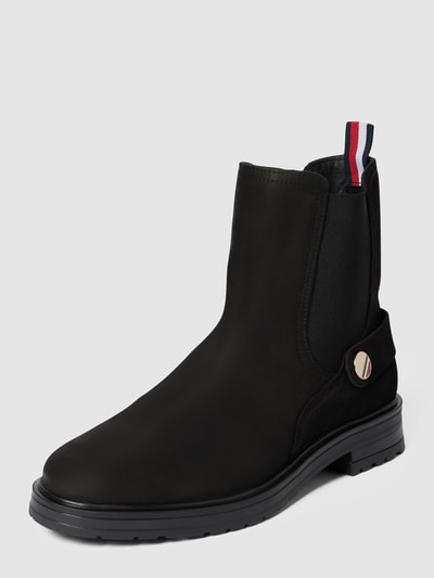 Tommy Hilfiger Chelsea boots met labeldetail, model 'COIN' Zwart - 2