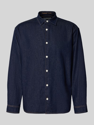 Produktfoto, Regular Fit Jeanshemd mit Kentkragen Modell 'NORREBRO' von Jack & Jones aus Reine Baumwolle, dunkelblau, Knopfleiste