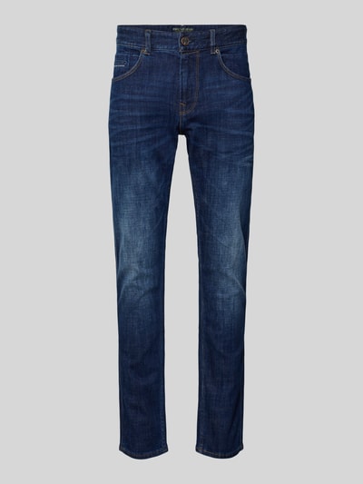 Produktfoto, Jeans mit 5-Pocket-Design von PME Legend in Dunkelblau im Slim-Fit aus Baumwoll-Mix mit Stretch-Anteil, Label-Detail, Knopf- und Reißverschluss, Bundweite 42 cm, Innenbeinlänge 82 cm bei Größe 32/32