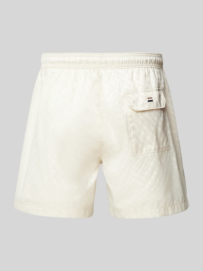 BOSS Relaxed Fit Badeshorts mit Label-Badge Modell 'Jacques' Ecru 3