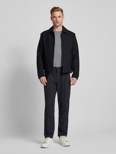 SELECTED HOMME Jack met platte kraag, model 'NEW FILIP' Zwart - 1