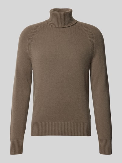 BOSS Strickpullover mit Rollkragen Modell 'ELOGICO' Taupe 2