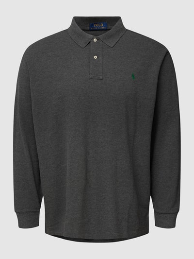 Polo Ralph Lauren Big & Tall PLUS SIZE Poloshirt mit langen Ärmeln Mittelbraun meliert 2