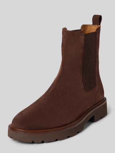 Geox Laarsjes van leer met elastische inzetten, model 'NORIZE' Donkerbruin - 1