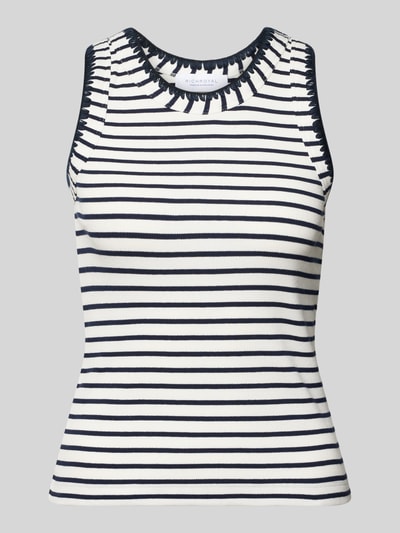 Produktfoto, Tanktop mit Stitchings und Rundhalsausschnitt von Rich & Royal, gestreift, Baumwoll-Elasthan-Mix, Slim-Fit, Ripp-Optik