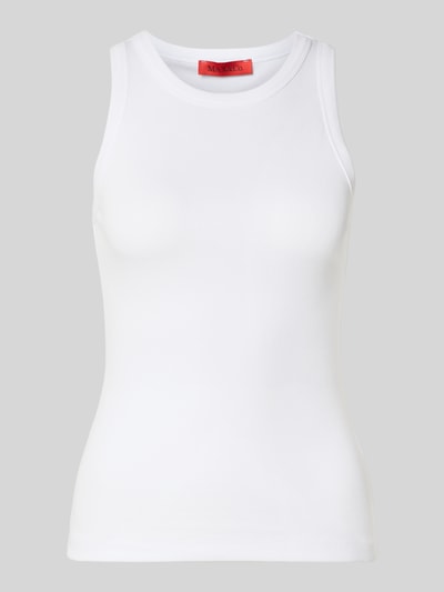 Produktfoto, weißes Slim Fit Tank Top aus Baumwoll-Mix Modell 'FRAGOLA' von MAX&Co., glatte Textur, Damen Tanktop