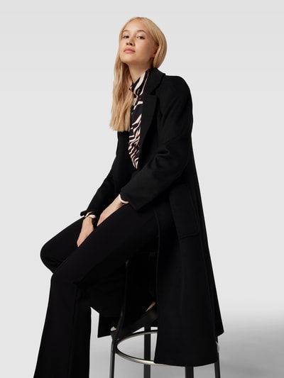 MAX&Co. Lange jas van wol met steekzakken opzij, model 'RUNAWAY' Zwart - 3