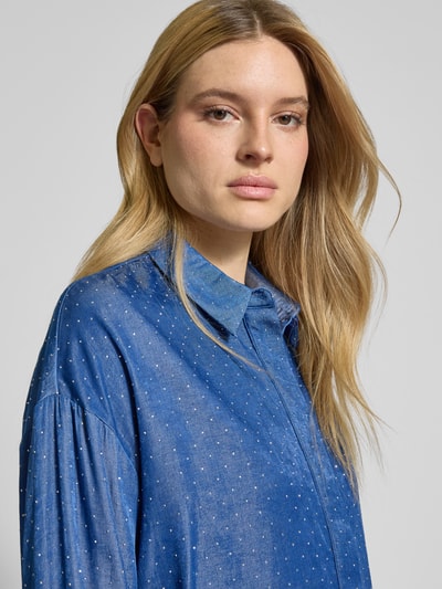 ICHI Relaxed Fit Bluse mit überschnittenen Schultern Modell 'PIPER' Rauchblau 3