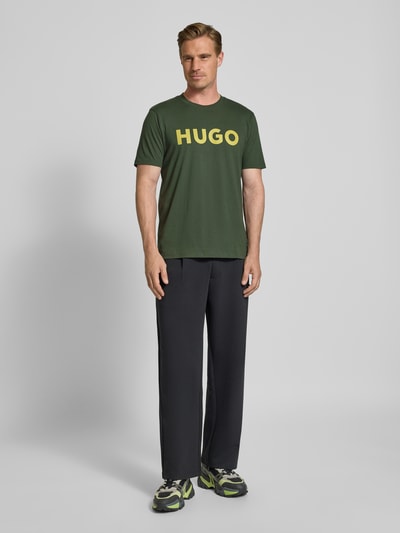 HUGO T-Shirt mit Label-Print Modell 'DULIVIO' Dunkelgruen 1