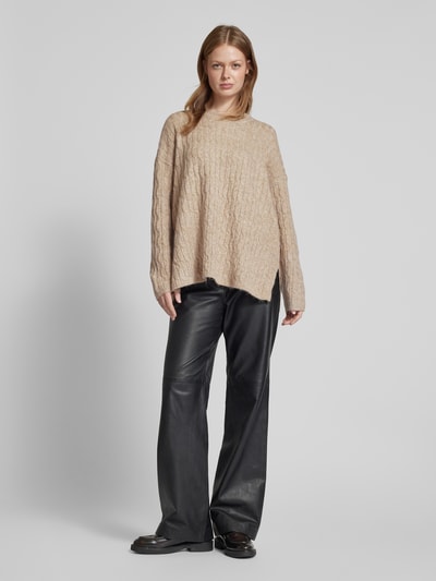 Vero Moda Comfort fit gebreide pullover met structuurtricot, model 'ELYA' Taupe - 1