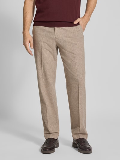 Lindbergh Regular fit stoffen broek met persplooien Zand - 4