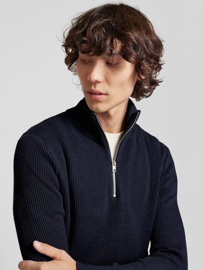 Jack & Jones Strickpullover mit Troyer-Kragen Modell 'PERFECT' Marine 3