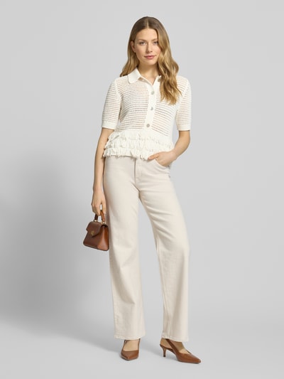 Christian Berg Woman Selection Strickshirt mit Fransen Ecru 1
