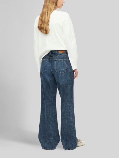s.Oliver RED LABEL Wide leg jeans met bandplooien-detail: van katoenmix Lichtblauw - 4