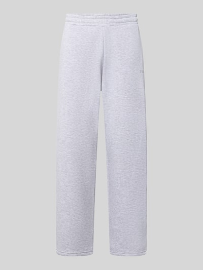 Produktfoto, Straight Fit Sweatpants mit Logo-Detail van REVIEW in lichtgrijs katoenmix met elastische band en steekzakken, Heren, binnenbeenlengte maat M 75 cm