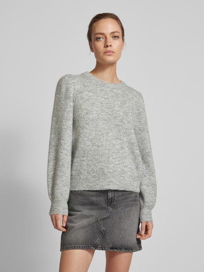 Selected Femme Gebreide pullover met ballonmouwen, model 'SLFLULU' Lichtgrijs - 4