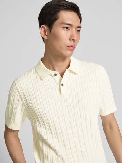 Christian Berg Men Poloshirt mit gerippten Abschlüssen Offwhite 3