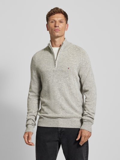 Tommy Hilfiger Wollpullover mit Stehkragen Modell 'LAMBSWOOL' Hellgrau 4