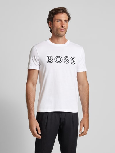 BOSS Green T-shirt met labelprint Wit - 4